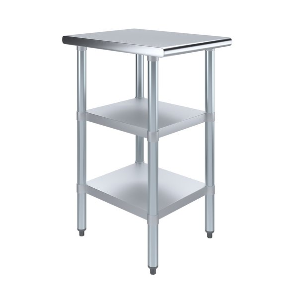 Amgood 24x18 Prep Table with Stainless Steel Top and 2 Shelves AMG WT-2418-2SH